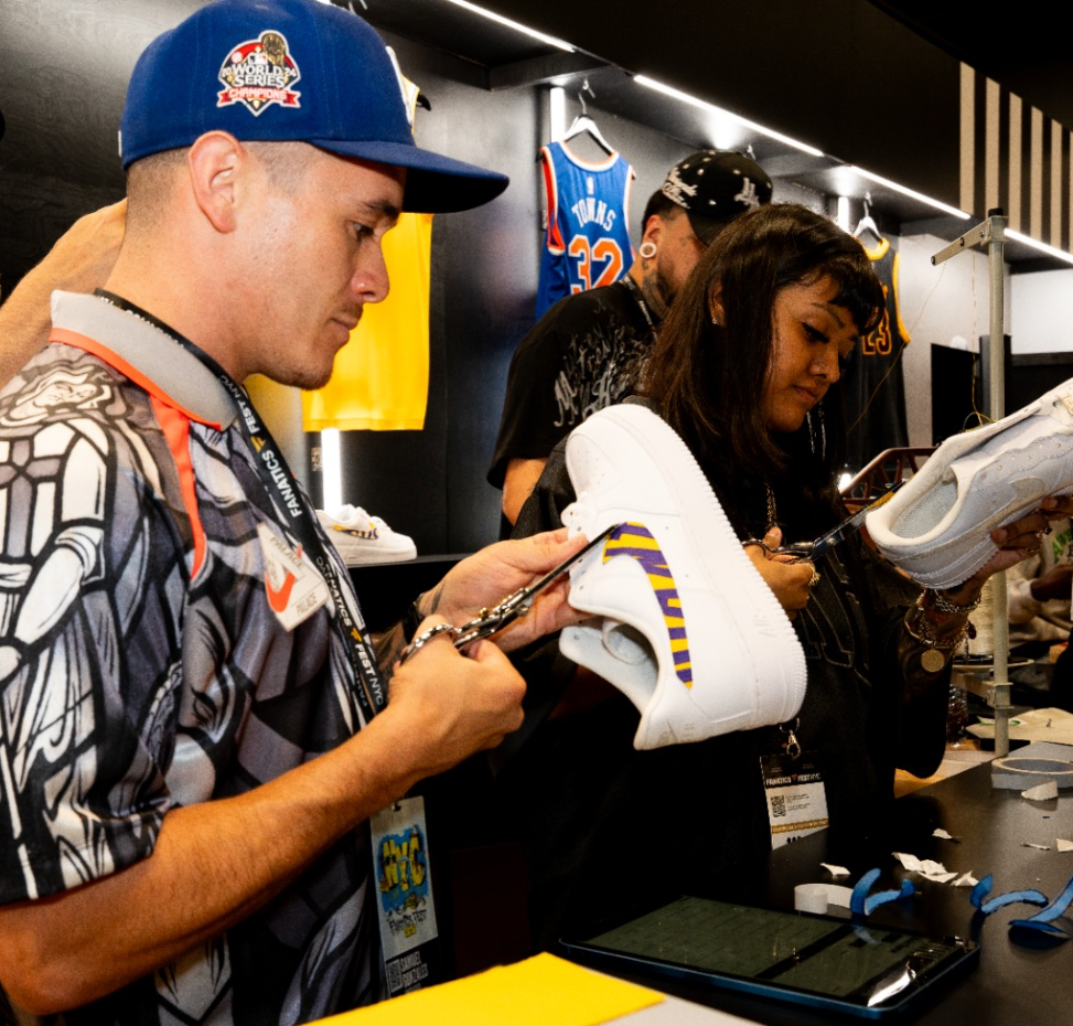 Custom sneaker customization station at a Fanatics Fest activation