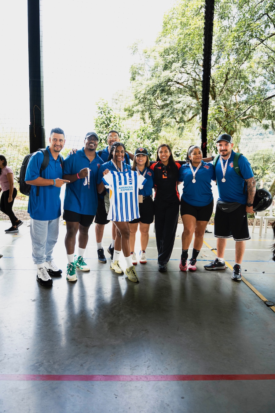 Team in jerseys at an MMG-produced basketball activation